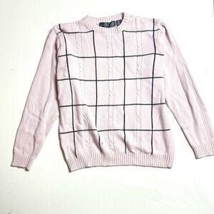 Oscar de la Renta Vintage Light Pink Grid Sweater Size Large